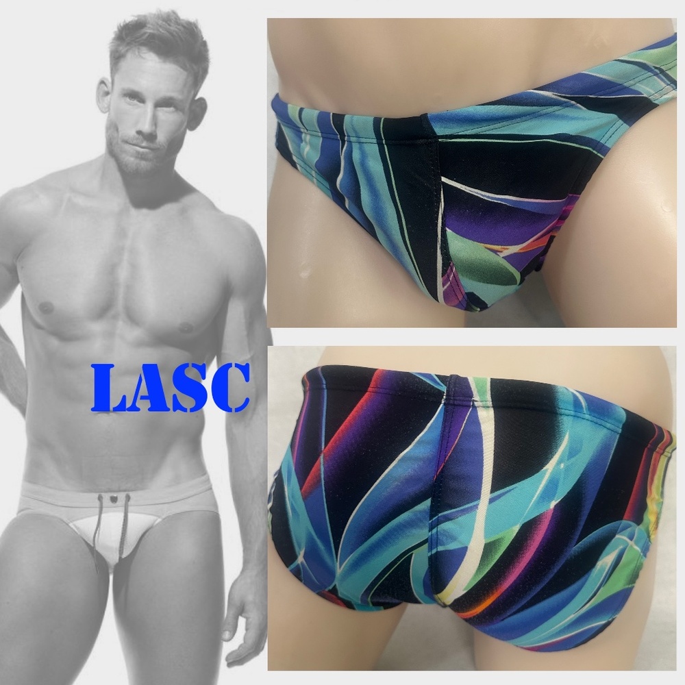 LASC Low Rise Pouch Swimsuit Small Gently worn 90% nylon/10% spandex 28-34"